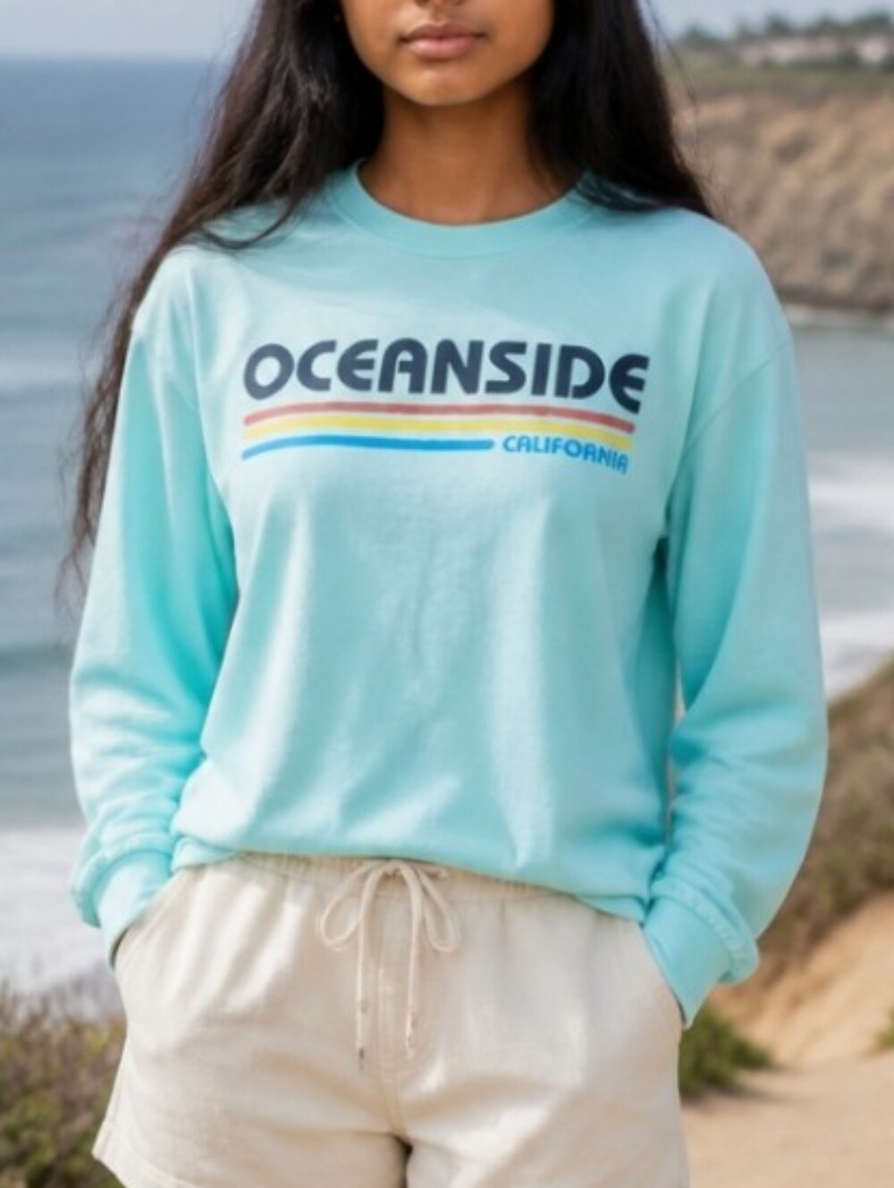 Oceanside California shirt Juniors Size Small blue